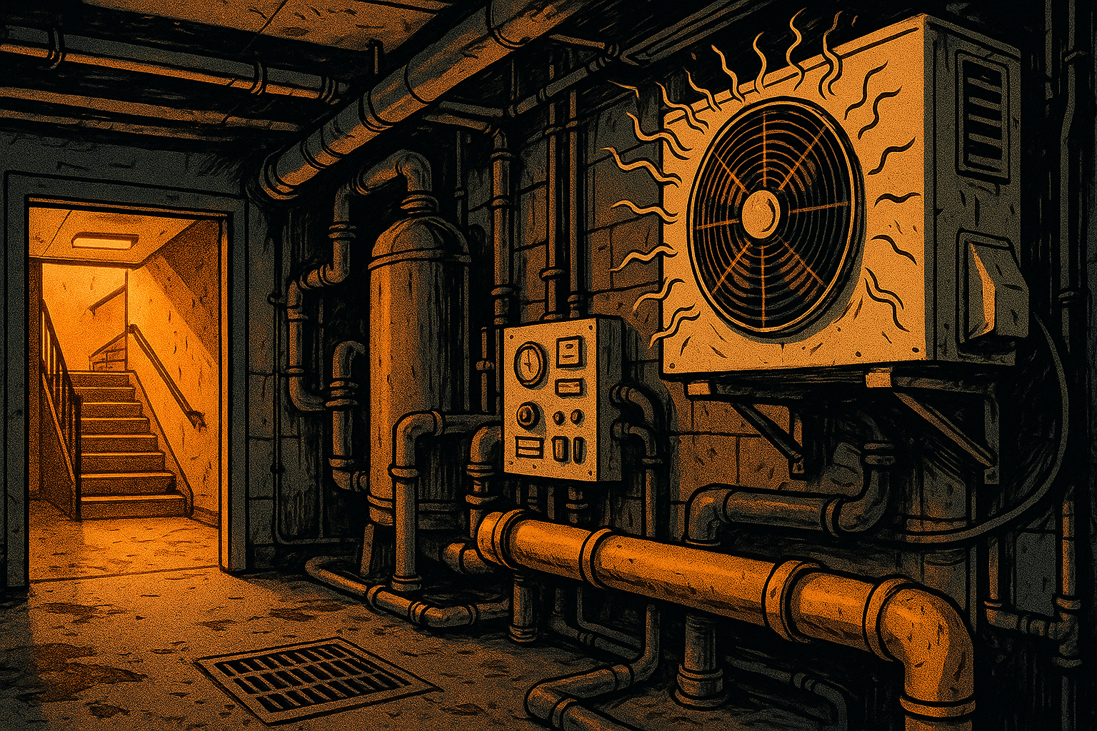 Illustration for Heat Wave Chaos in the Building, showing a building operations scene about heat wave.