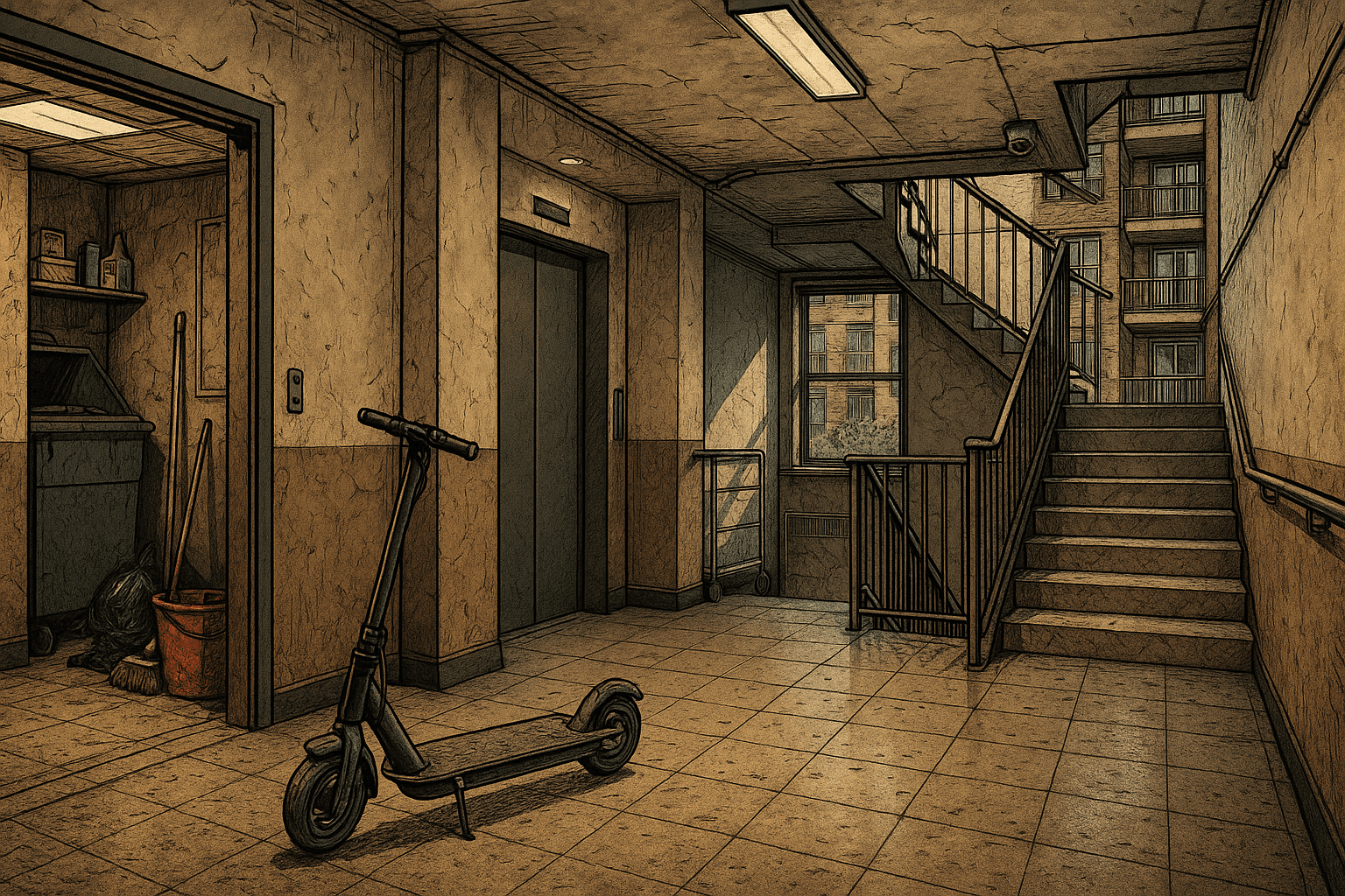 image of scooter in the hallway