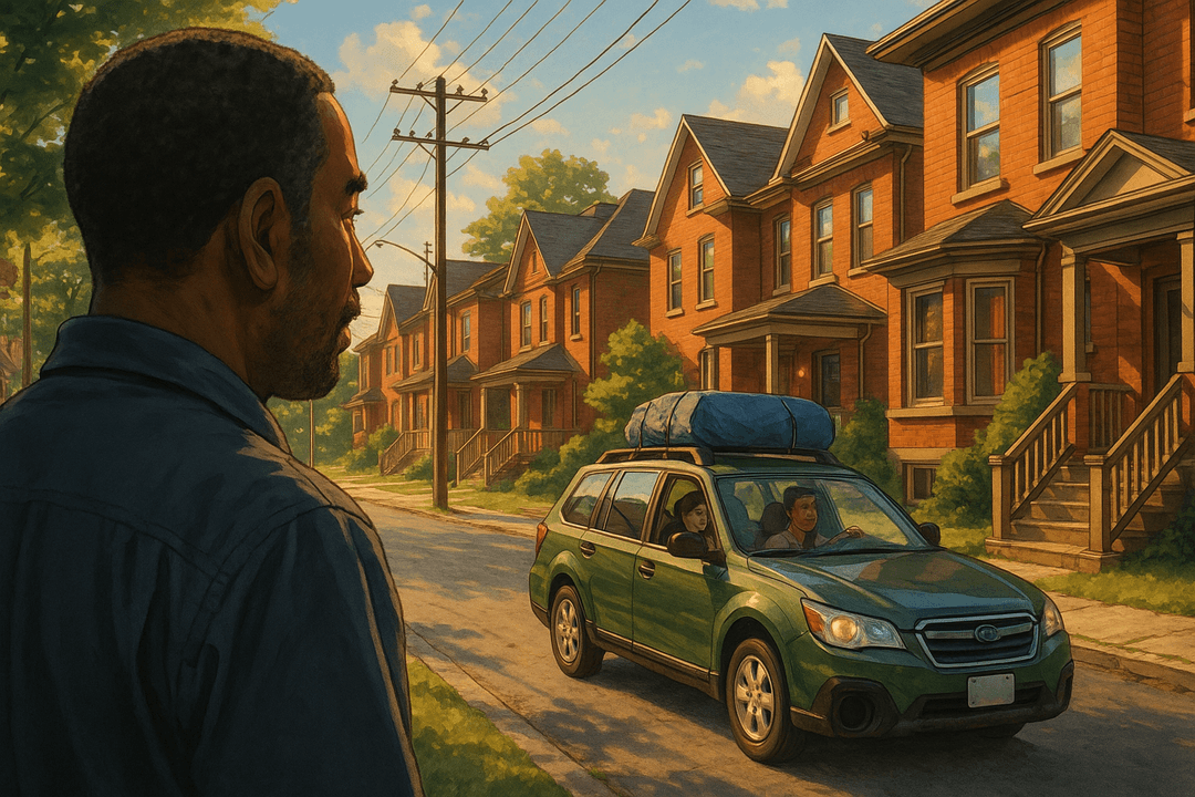 Anime-style illustration for a blog post about Camping With Wife - Driving North