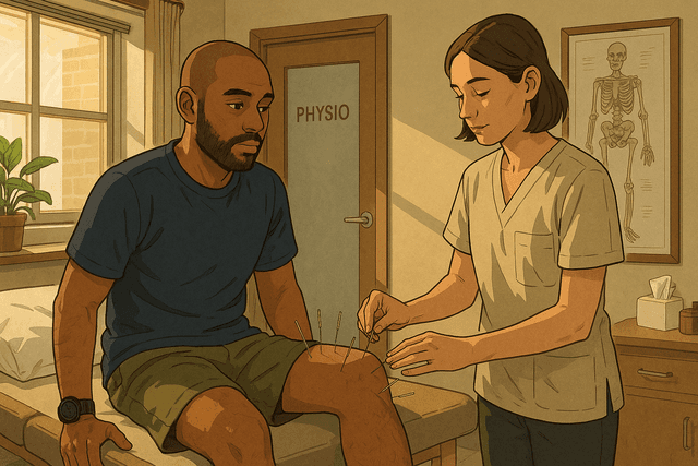 Illustration of After pushing through runs without proper stretching, my knees finally had enough. My physiotherapist introduced me to acupuncture as part of.